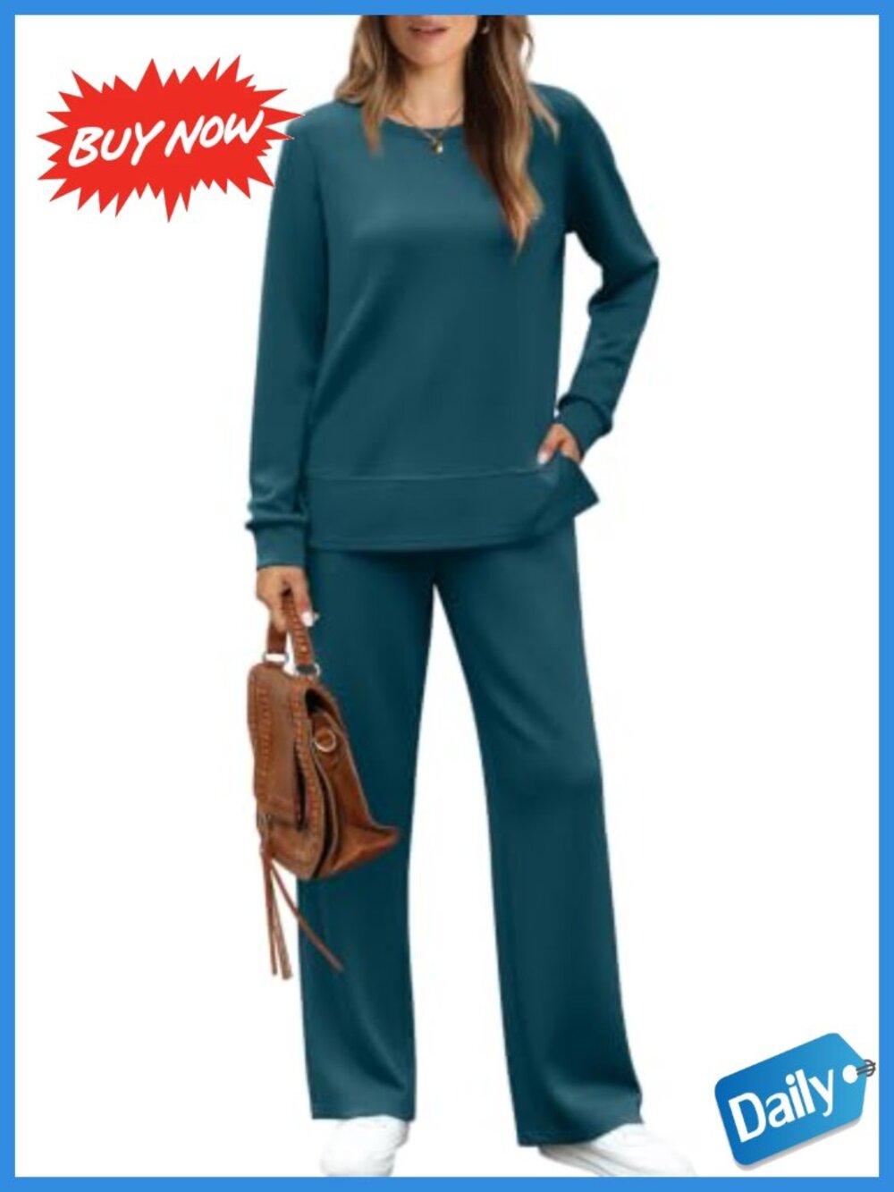 Women's 2 Piece Lounge Set Sweatshirt Wide Leg Tracksuit Cozy Sweatsuit Travel